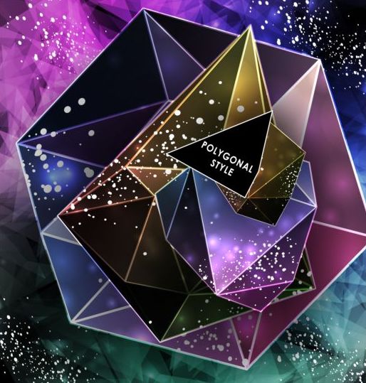 Diamantpolygon med abstrakt bakgrunds vektor 04  