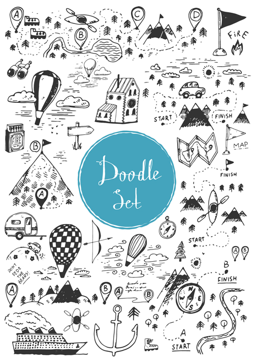 Doodle material vector set 08  