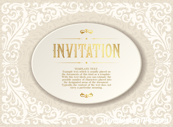 Elegant floral decor with invitation card vectors 07  