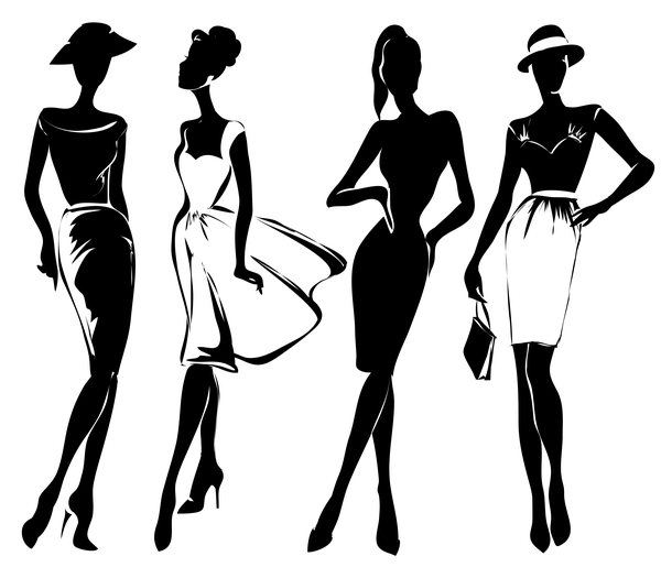 Fashion girls illustration vector set 02  