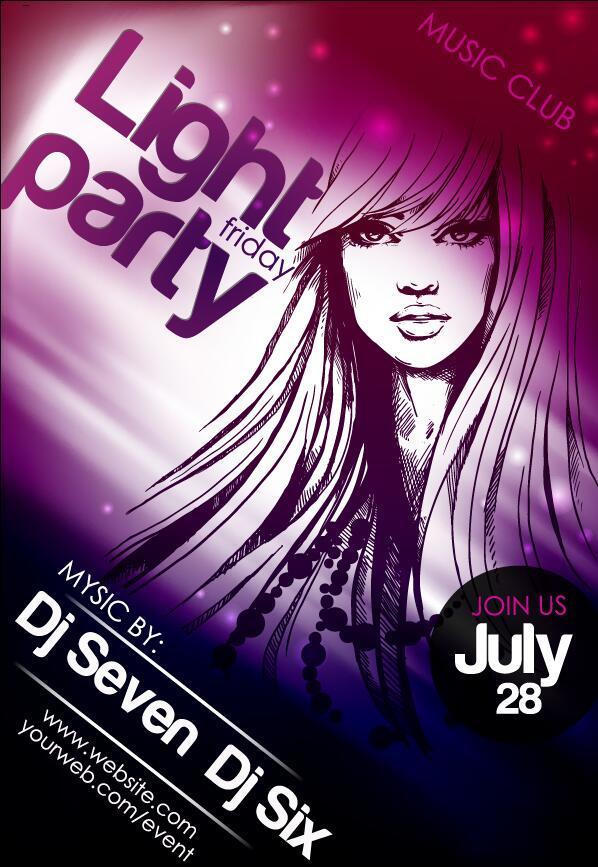 Fashion music party flyer template vectors 01  