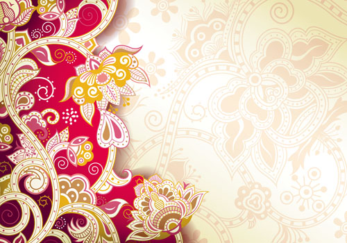 Floral Patterns retro style background 04  