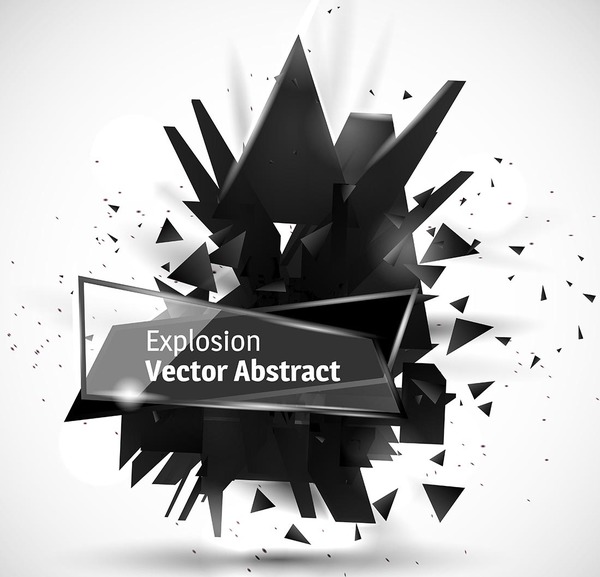 Glass banner with black explosion effect background vector 01  