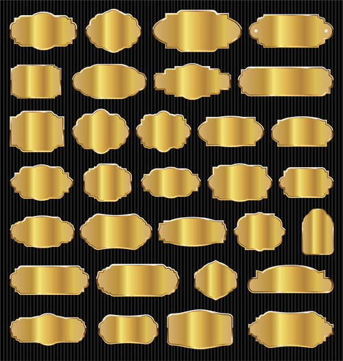 Gold lables blank template vector 02  