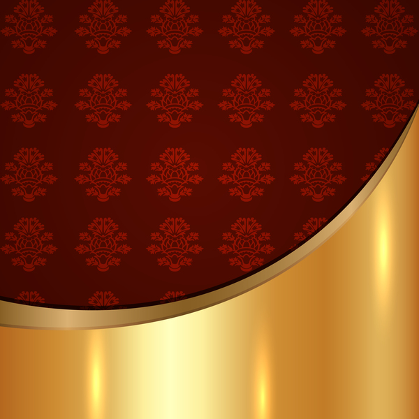 Goldgemälter Metall-Hintergrund mit Dekordmustern Vektormaterial 02  
