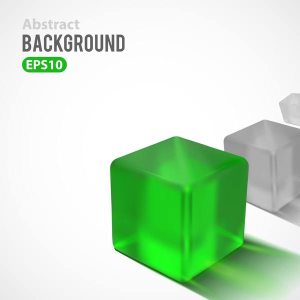 Cube vert avec le vecteur fond blanc  