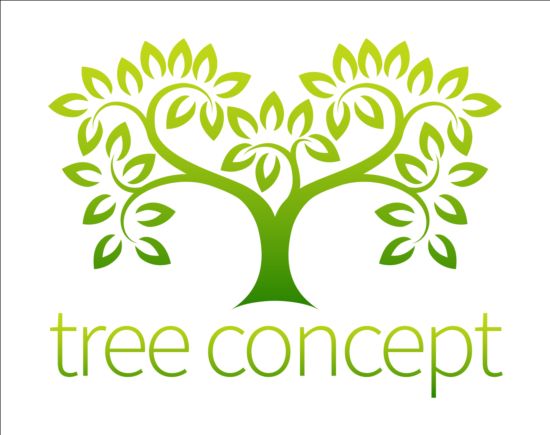 Зеленое дерево логотипы Векторные графические 03  