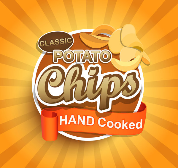 Hand gekochter Kartoffelchip-Aufklebervektor  