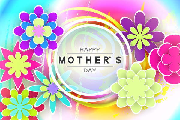 Happy mother day flower cards vectors set 04  