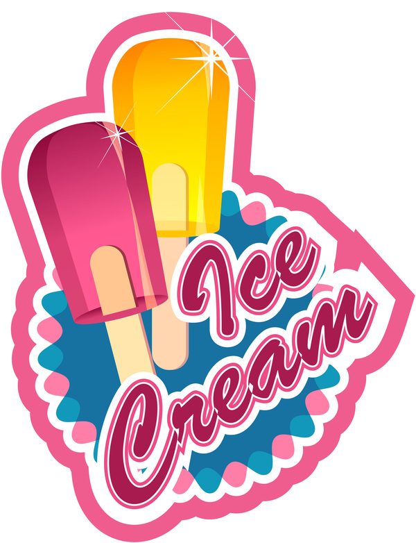 Ice cream label vector material 03  