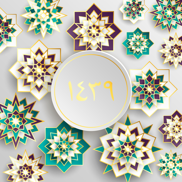 Styles de fond décoratifs de styles islamiques vector 03  