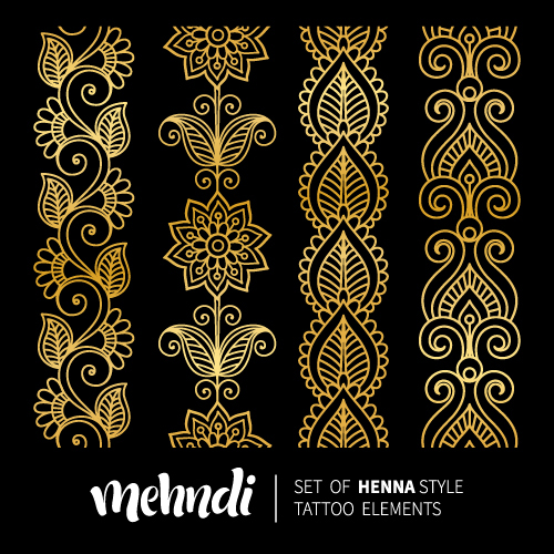 Mehndi styles henna tattoo elements vector 09  