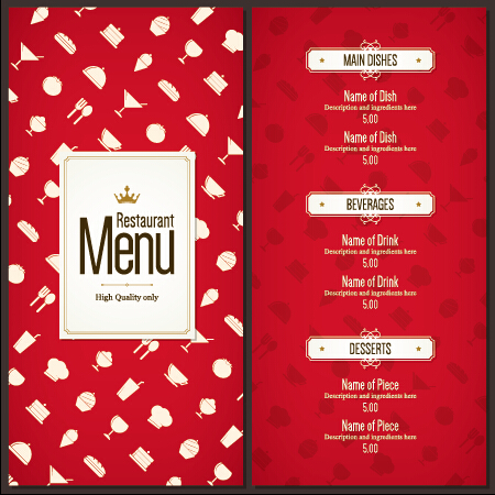 Modern restaurant menu cover and list vector 04  