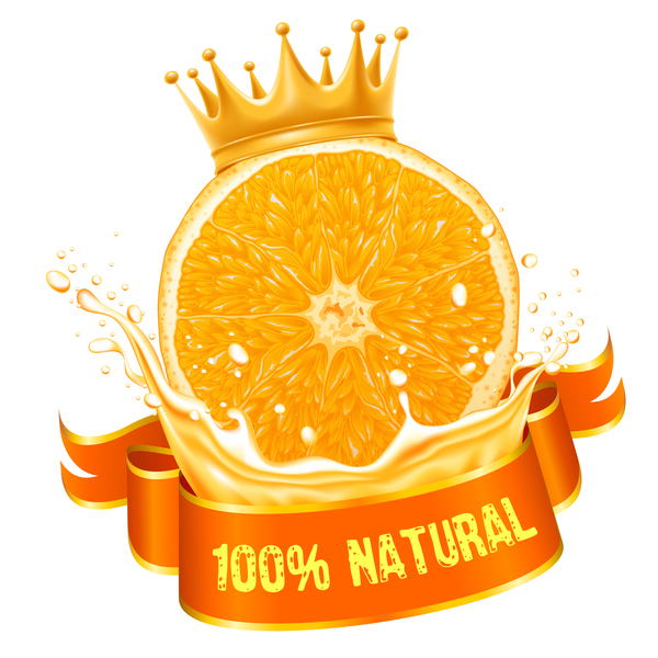 Natürlicher Orangensaft beschriftet Vektor  
