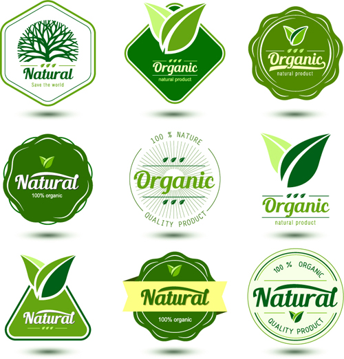 Natural product labels design vector  