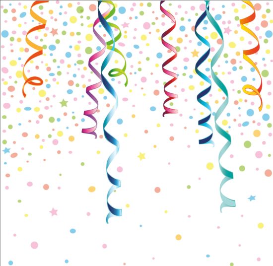 Paper tapes with confetti background vector 02  