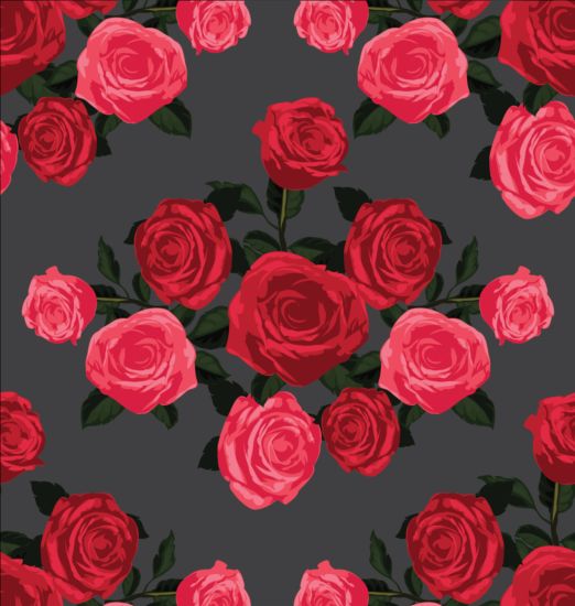 Red rose seamless pattern vintage vector  