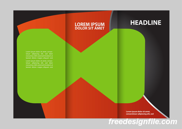 Red with black and green cover for flyer with brochure vector 04  