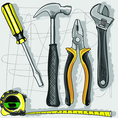 Set of Different Repair Tools vector graphics 01  
