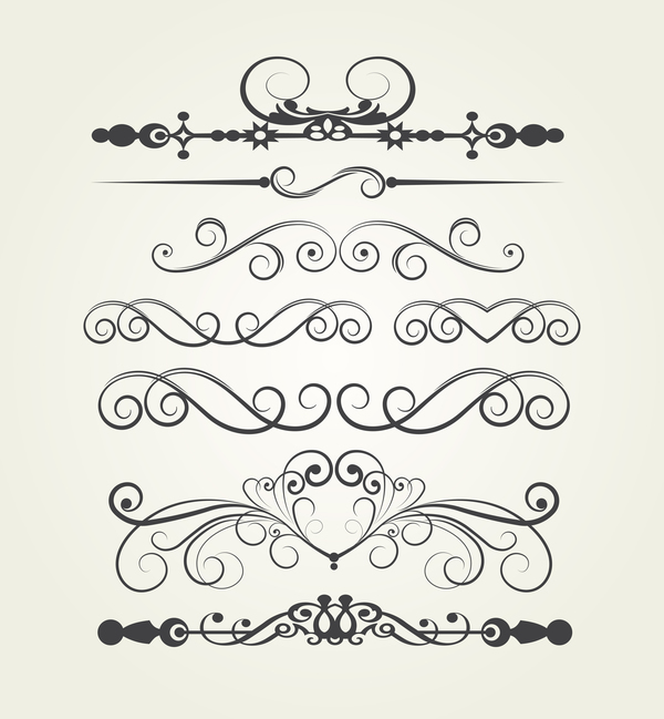 Retro border ornaments design set vector 05  