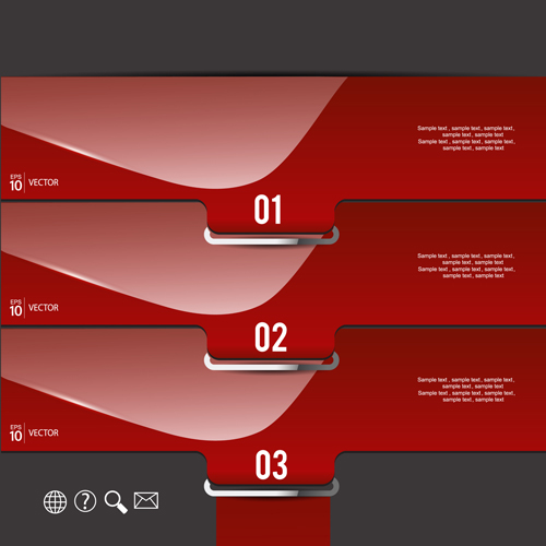Shiny red infographic vector 02  