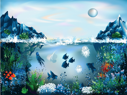 Pretty Underwater World element vector 03  