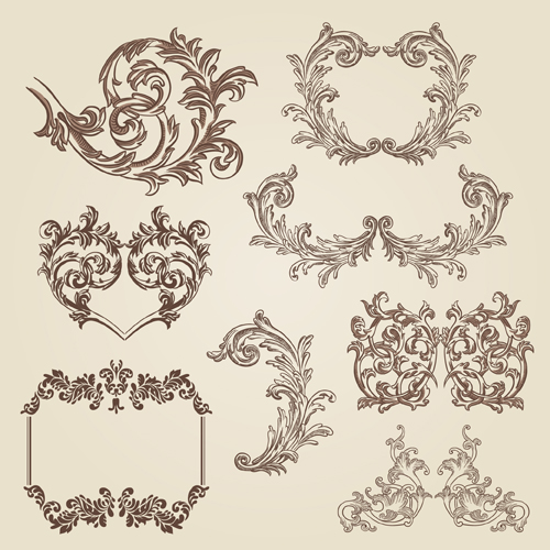 Vintage decorative borders and frames with corners vector  