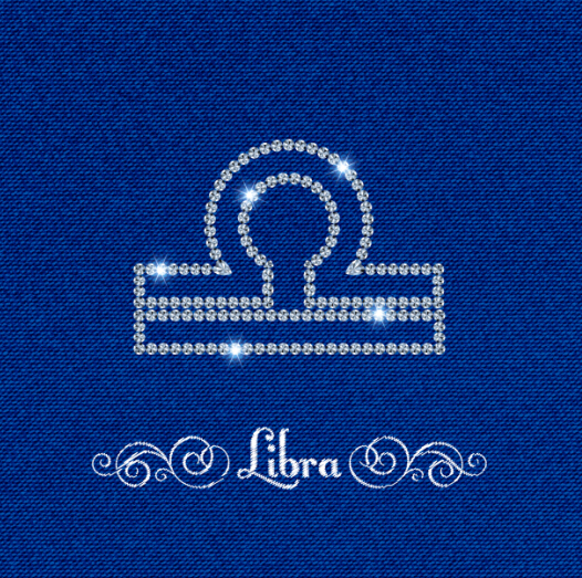 Zodiac sign Libra with fabric background vector  