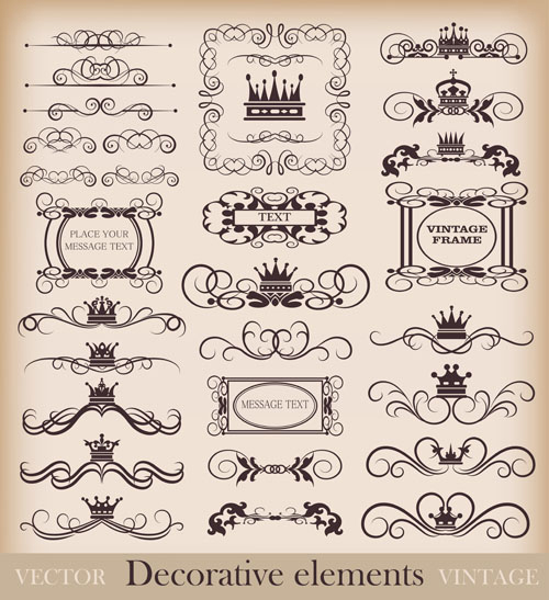 Vintage Calligraphic and decoration Borders vector 04  