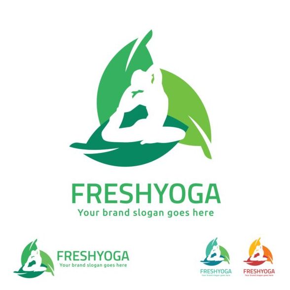fresh yoga logo design vector  