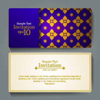 Ornate invitation cards design vector 01  
