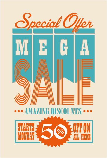 mega sale advertising poster retro vector 04  