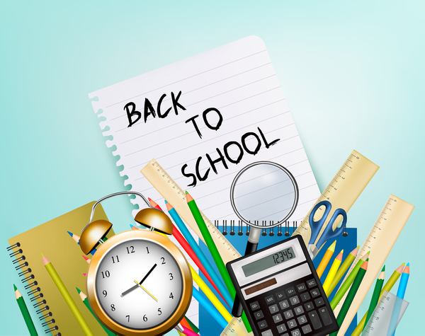 school background with supplies vector  