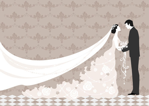 Romantic Wedding elements Backgrounds vector 05  