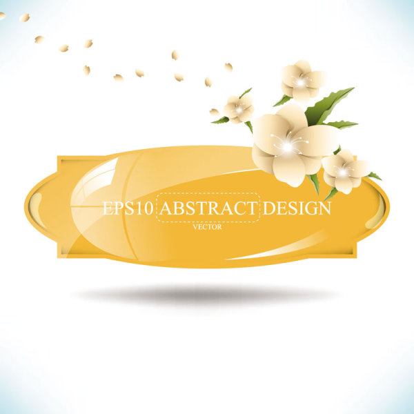 Abstract foliage & Flowers vector labels 02  