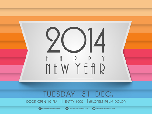 Creative 2014 New Year vector background set 06  
