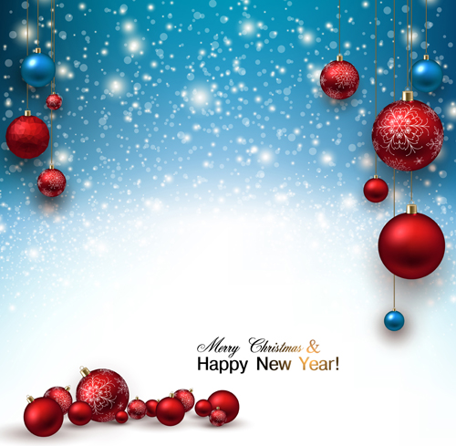 2015 Christmas and New Year baubles background vector 05  
