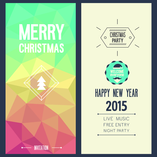 2015 Christmas invitation cards vintage style vector set 01  