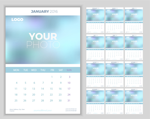 2016 New year desk calendar vector material 12  