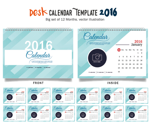 2016 New year desk calendar vector material 28  