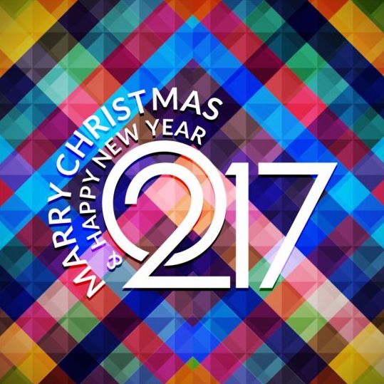 2017 Рождество и новый год с геометрическим вектором фона 05  