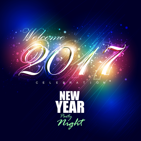 2017 nouvelle année nuit fête affiche modèle vecteurs 04  