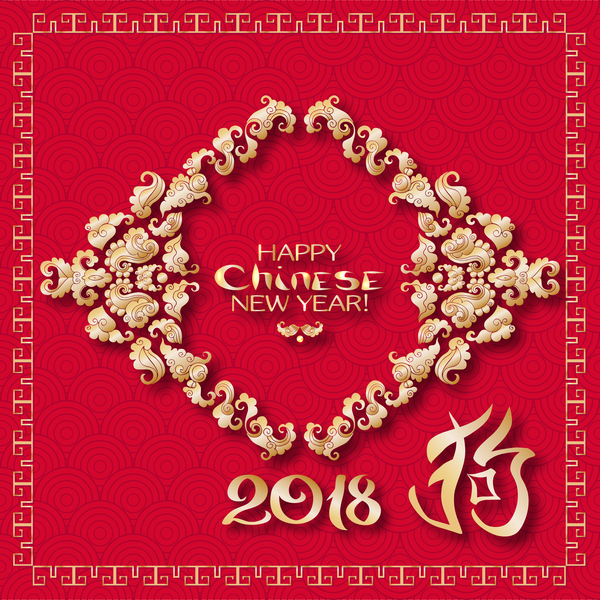 2018 chinese new year of dog year design vector 03  