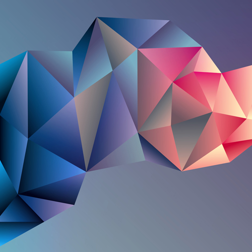 3D geometric shape art background vectors set 03  