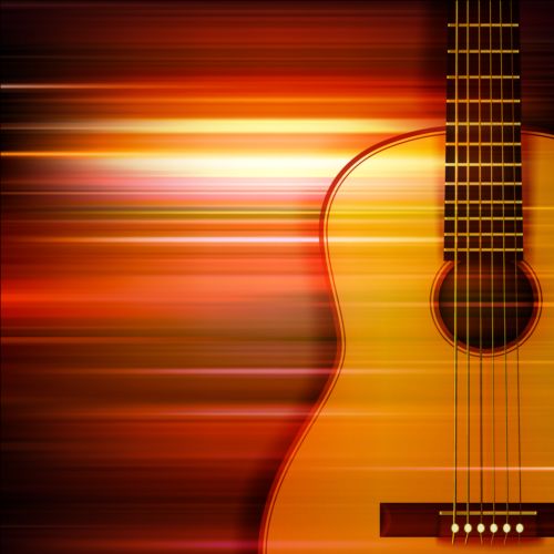 Abstract music background with acoustic guitar vector  