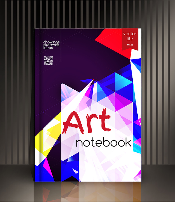 Art notebook cover template vector 11  
