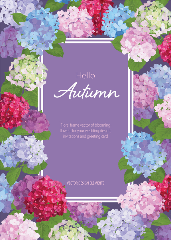 秋の花のカードのテンプレートベクトル01  
