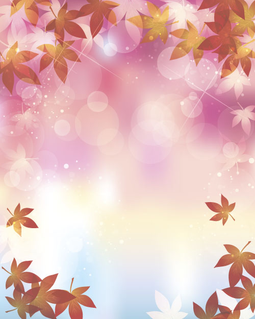 Autumn leaves with blurs vector background 07  