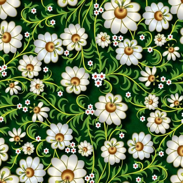 Schöne Blumendekoration nahtlose Mustervektoren 05  