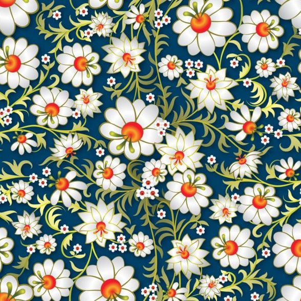 Belle fleur décor seamless pattern vecteurs 06  
